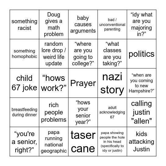 Thanksgiving Bingo Card