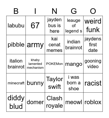 Tiktok Bingo Card