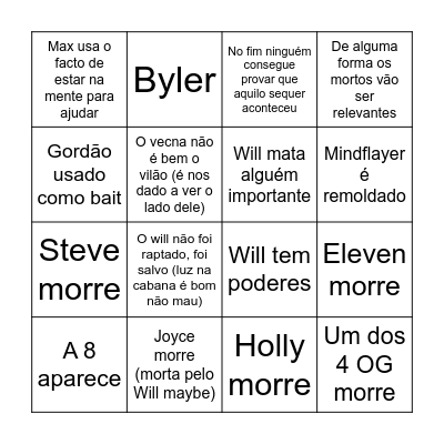 Stranger Things - Pedro Bingo Card