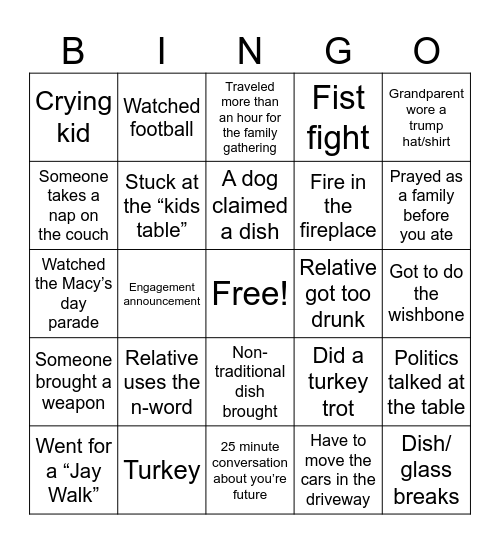 Thanksgiving Bingo Card