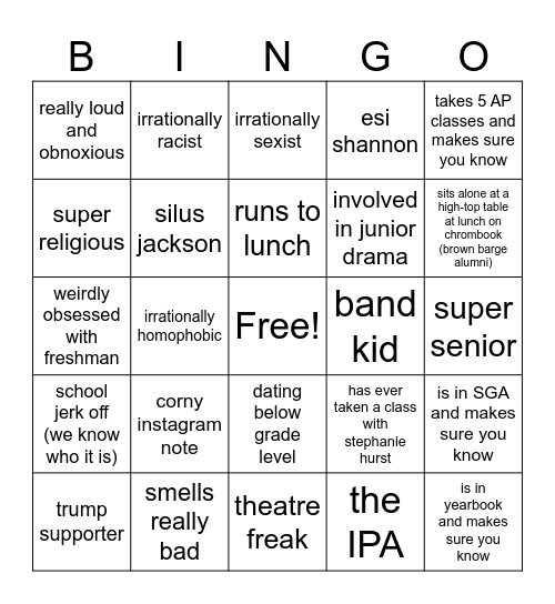 west florida bingo Card
