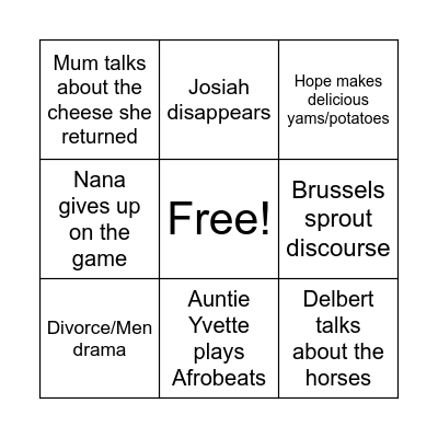 Thanksgiving Bingo Card
