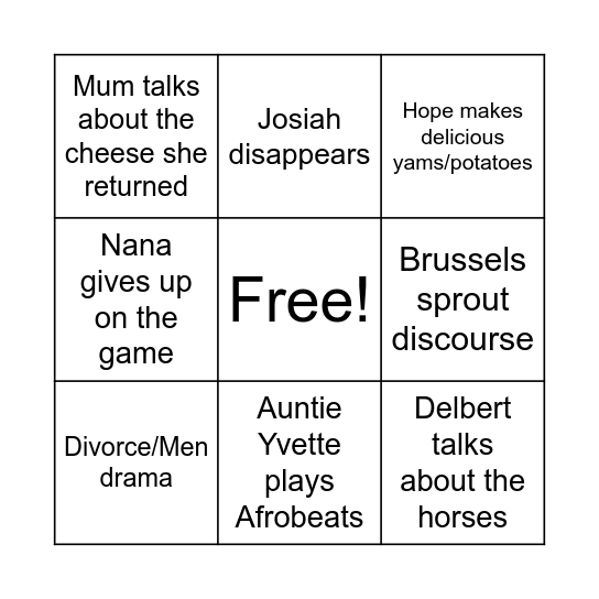 Thanksgiving Bingo Card