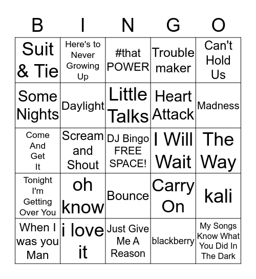 Top 40 Bingo Card