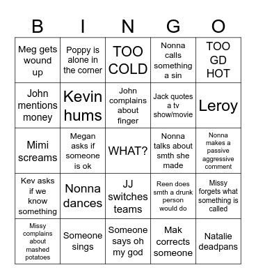 Thanksgiving Bingo Card