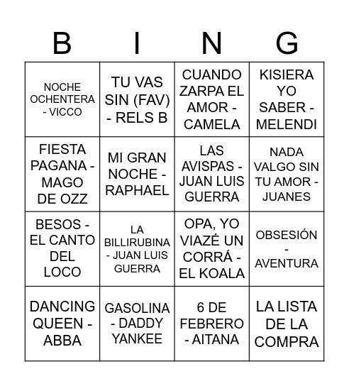 𝔹𝕀ℕ𝔾𝕆 𝕄𝕌𝕊𝕀ℂ𝔸𝕃 ♥ ℂ𝕌𝕄ℙ𝕃𝔼 𝔻𝔼 𝔸ℕ𝔸ℍ𝕀 Bingo Card