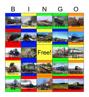 Railroads that I would like to visit to have a good time one day Bingo Card