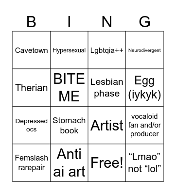 me bingo Card