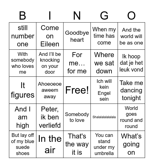 S4Y doorzingers Bingo Card