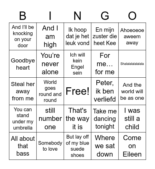S4Y doorzingers Bingo Card