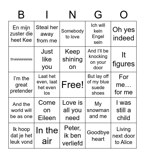 S4Y doorzingers Bingo Card