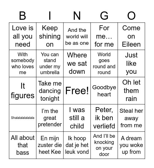 S4Y doorzingers Bingo Card