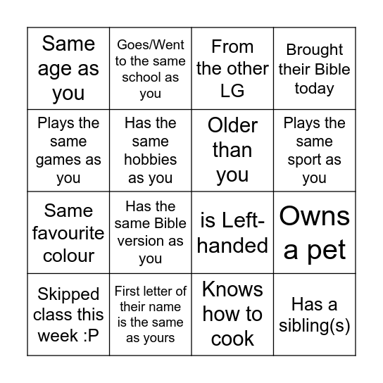 Find Someone Who... Bingo Card