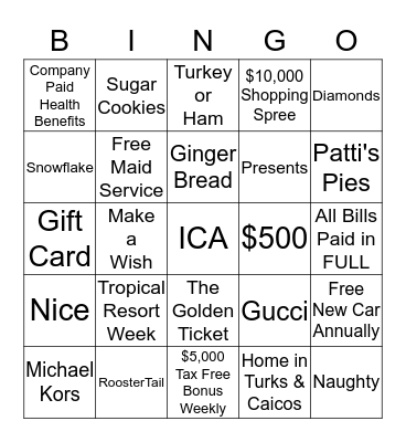ICA Holiday Party Bingo Card