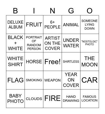 Spotify Album Cover Bingo Card