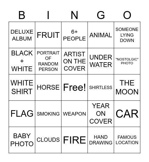 Spotify Album Cover Bingo Card