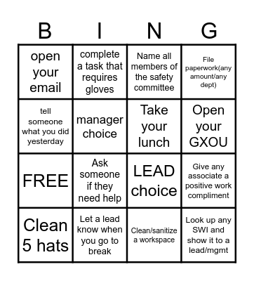 BLACKOUT BINGO Card