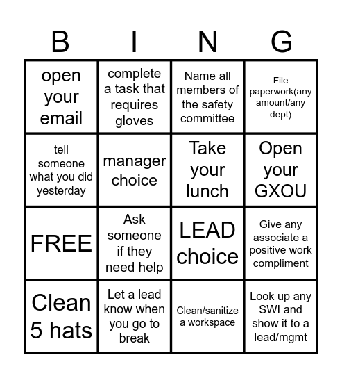 BLACKOUT BINGO Card