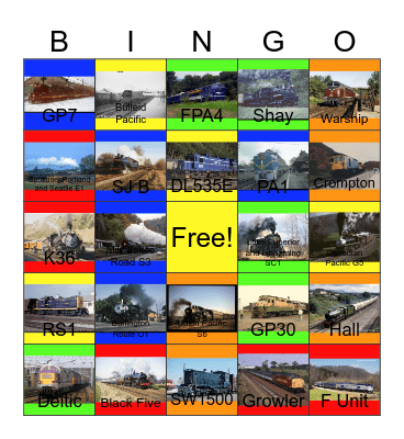 Railroads that I would like to visit that were open during the Holiday Season before Christmas Day Bingo Card