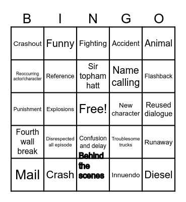 Thomas Bingo Card