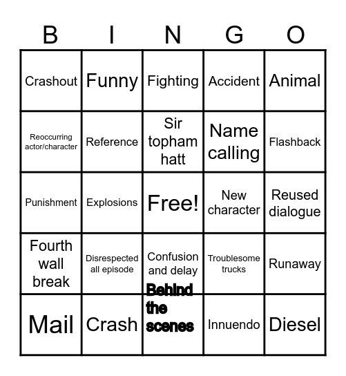 Thomas Bingo Card