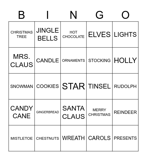 CHRISTMAS TRIVIA Bingo Card