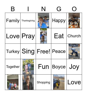 Boyce Turkey Bingo Card