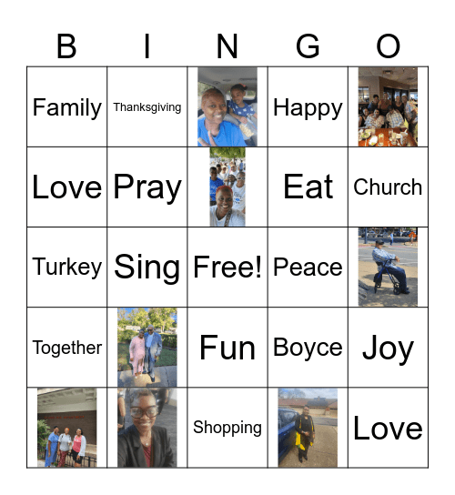 Boyce Turkey Bingo Card