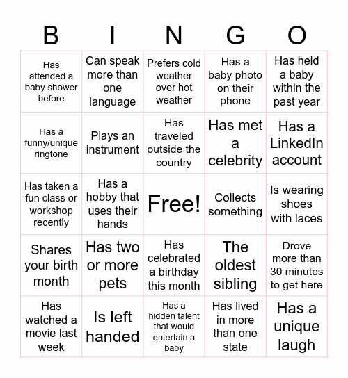 Find Someone Who… Bingo Card