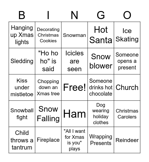 Kymee's Christmas Bingo Card