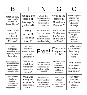 Christmas Bingo Card