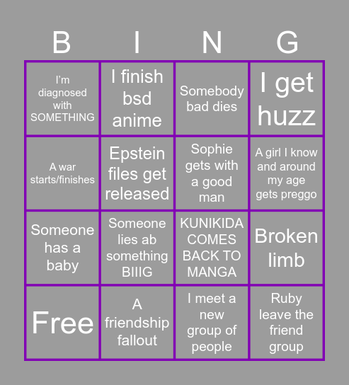 2025 Bingo Card