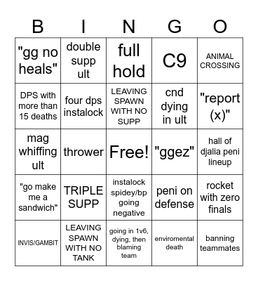 COMP BINGO Card