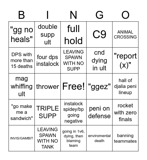 COMP BINGO Card