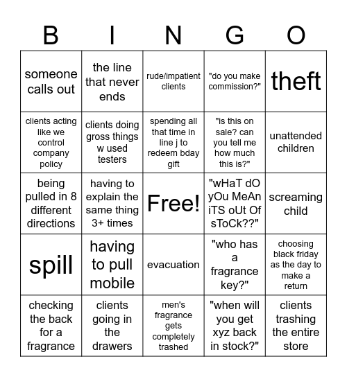 black friday bingo Card