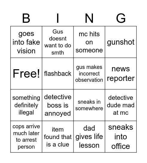 Psych Bingo Card