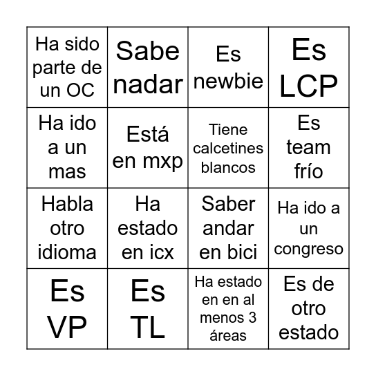 centro Bingo Card