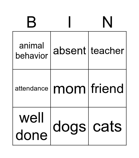 Untitled Bingo Card