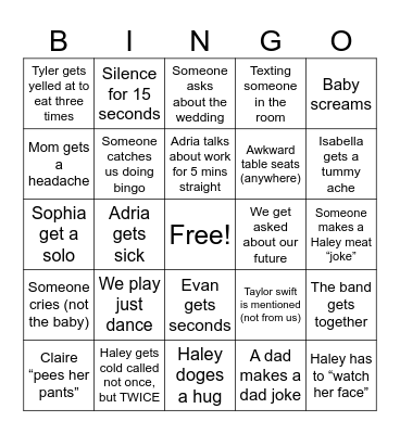 Thanksgiving BINGO Card