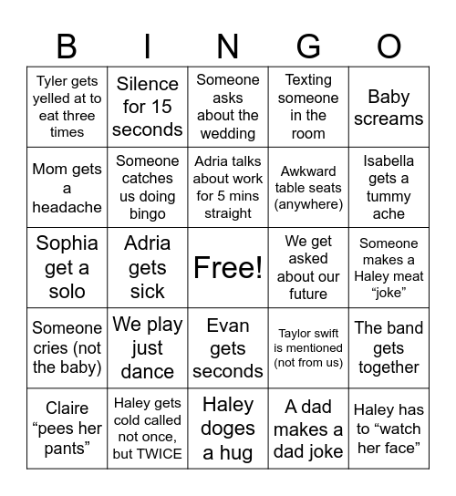Thanksgiving BINGO Card