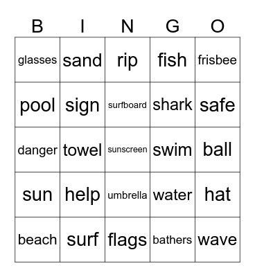 Beach Bingo Card