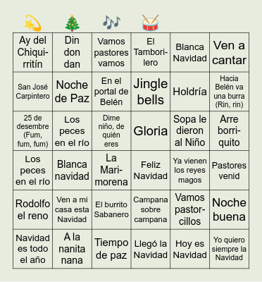 Bingo musical navideño Bingo Card