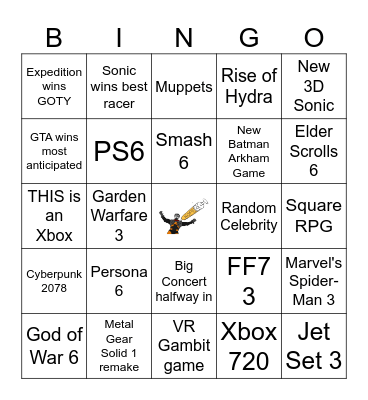 Game Awards 100% Happening Bingo Card