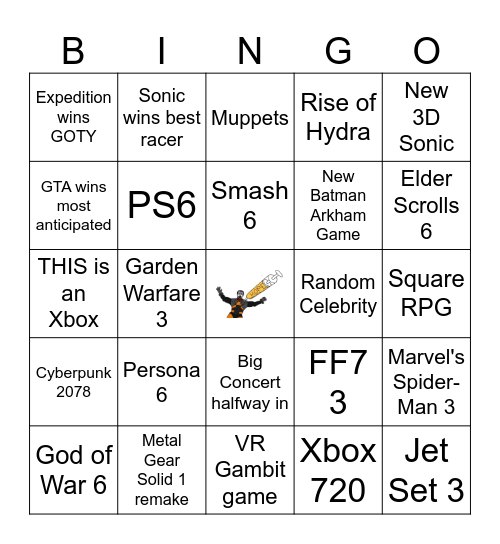 Game Awards 100% Happening Bingo Card