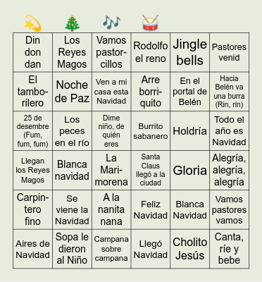 Bingo musical navideño Bingo Card