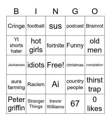 Insta/snap reel bingo card Bingo Card