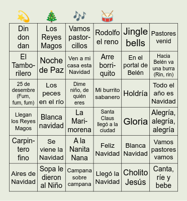 Bingo navideño FCOM Bingo Card