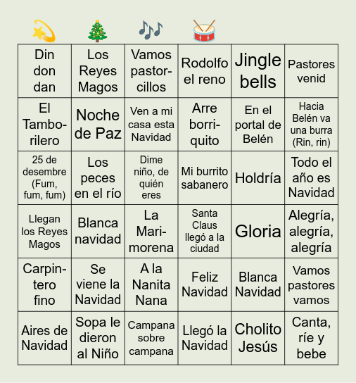 Bingo navideño FCOM Bingo Card