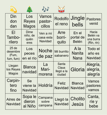 Bingo navideño FCOM Bingo Card