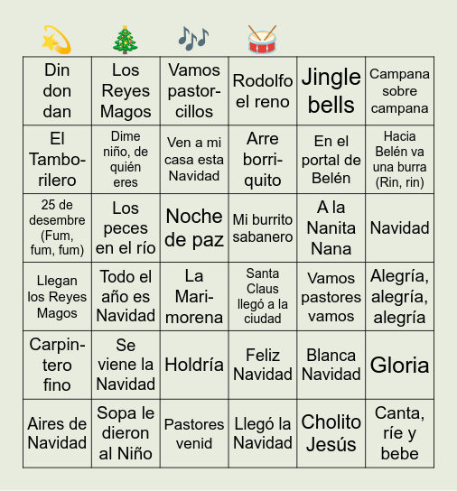 Bingo navideño FCOM Bingo Card